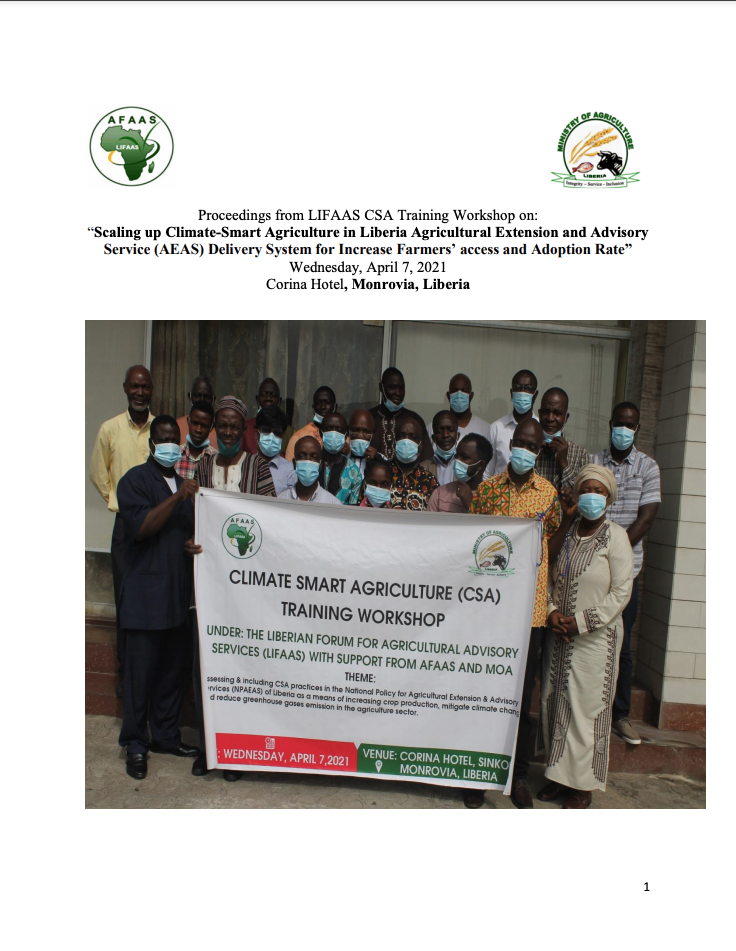 Scaling-up Climate Smart Agriculture in Liberia AEAS Delivery System for Increase Farmers