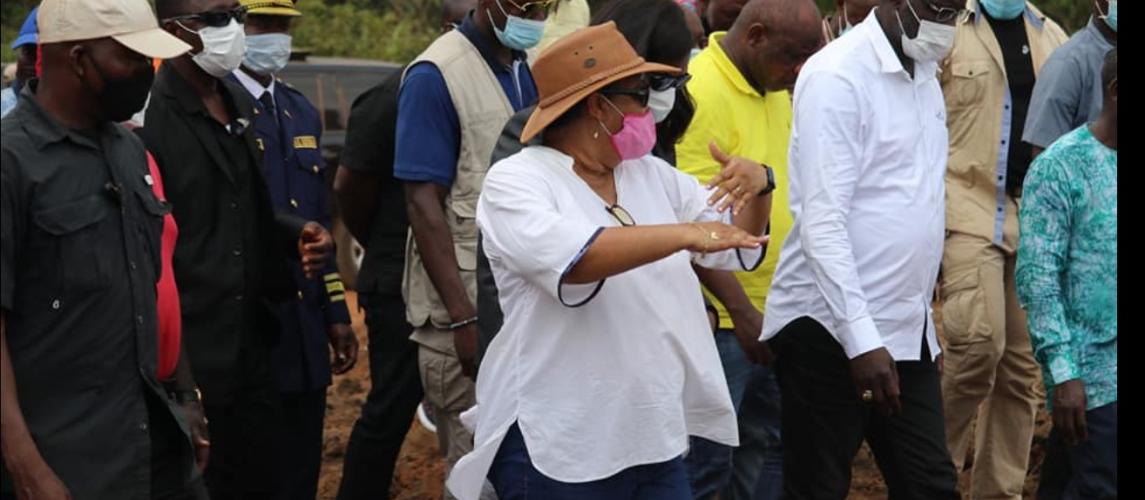 H.E. President George Manneh Weah being taken on a guided tour of the Teh Town Rice Farm