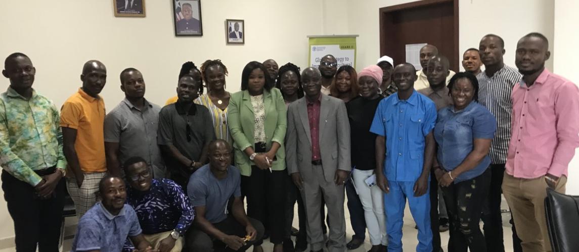 Extension officers posed with Hon. Minister, Dr. J Alexander Nuetah before departure for China