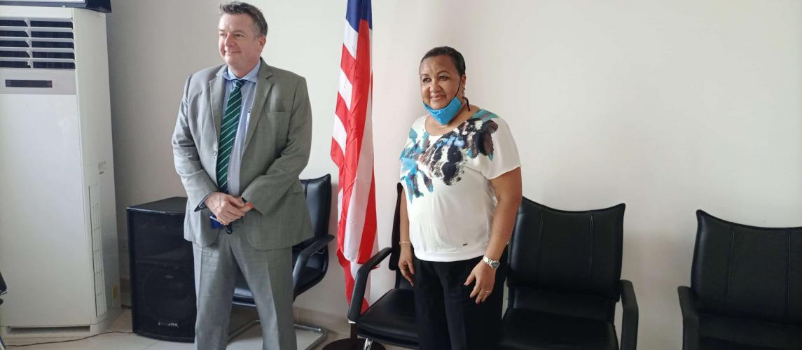 EU Ambassador, H.E Laurent Delahousse and Agriculture Minister Hon. Jeannie Milly Cooper.