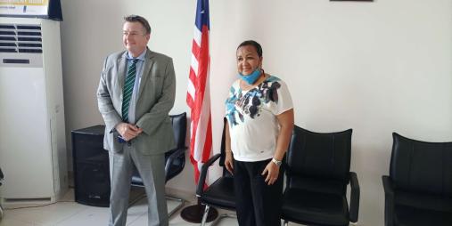 EU Ambassador, H.E Laurent Delahousse and Agriculture Minister Hon. Jeannie Milly Cooper.